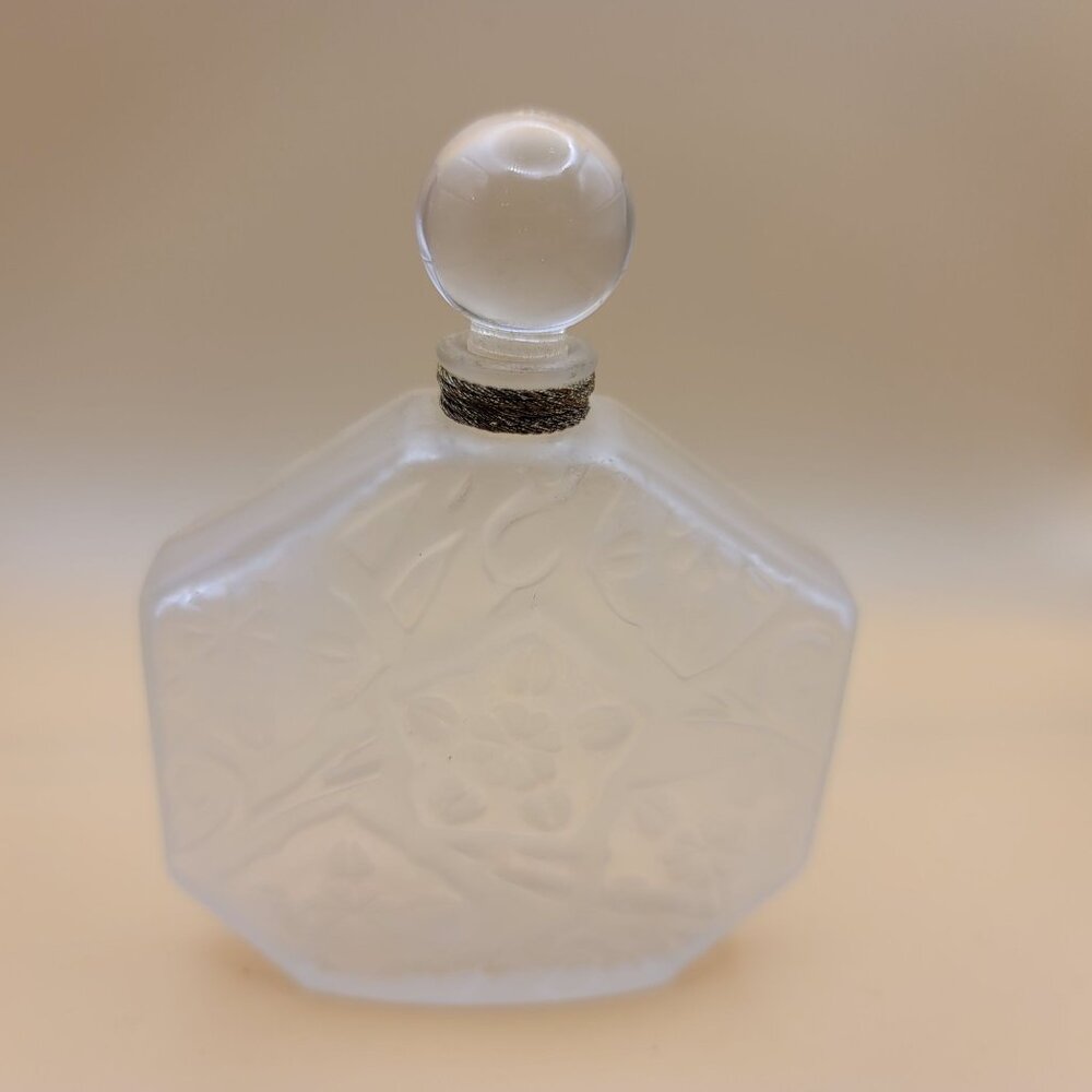 Vintage French Frosted Glass Perfume Bottle Octogon J.C. Brosseau dh896